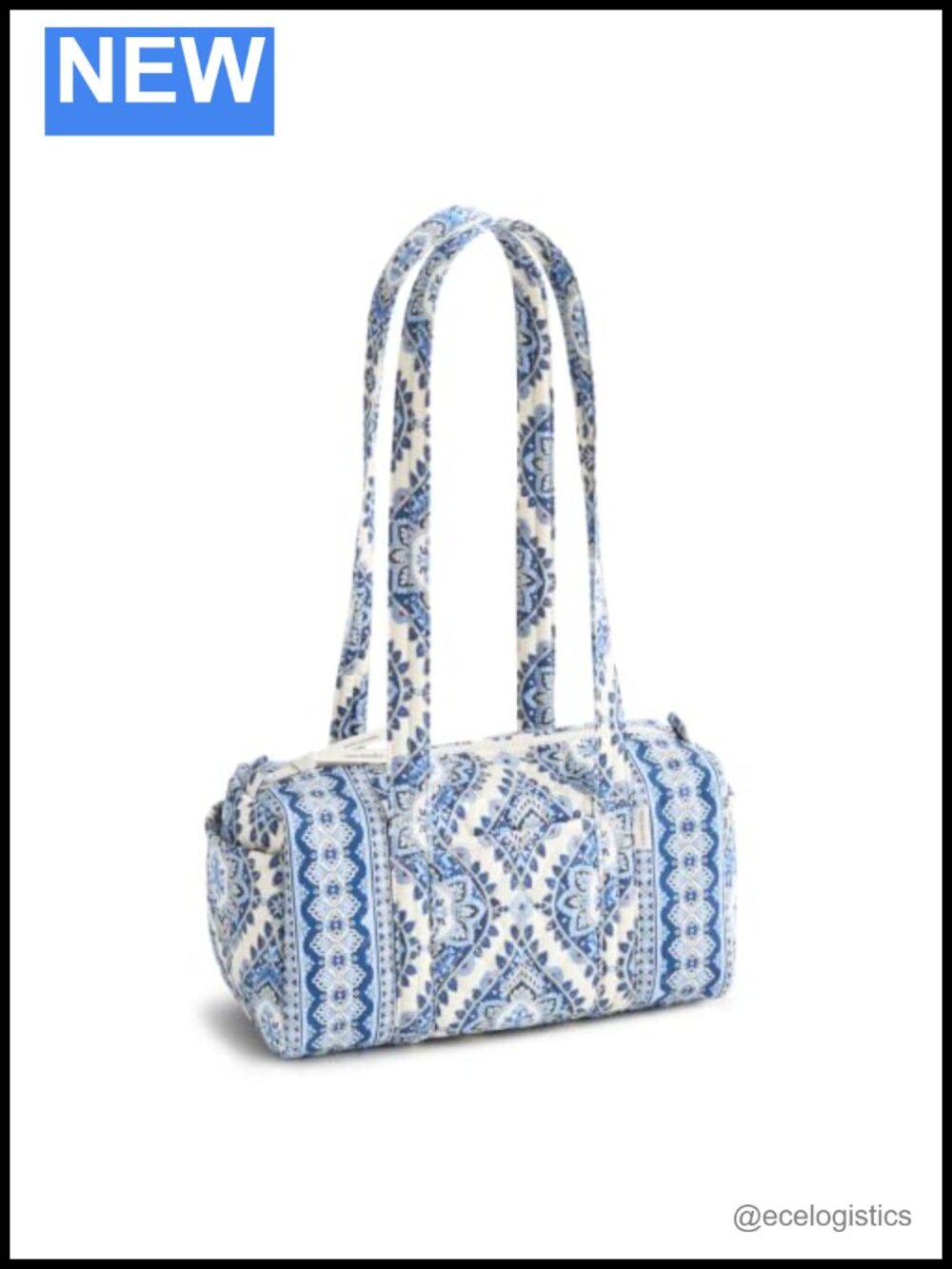 Quilted Cotton Top-Handle Satchel Bag with Pockets
